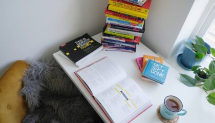 Photo Textbook pile